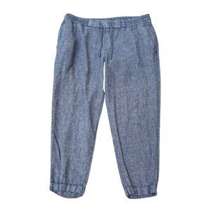 Old Navy Mid-Rise Linen-Blend Cropped Pants women’s chambray blue size L